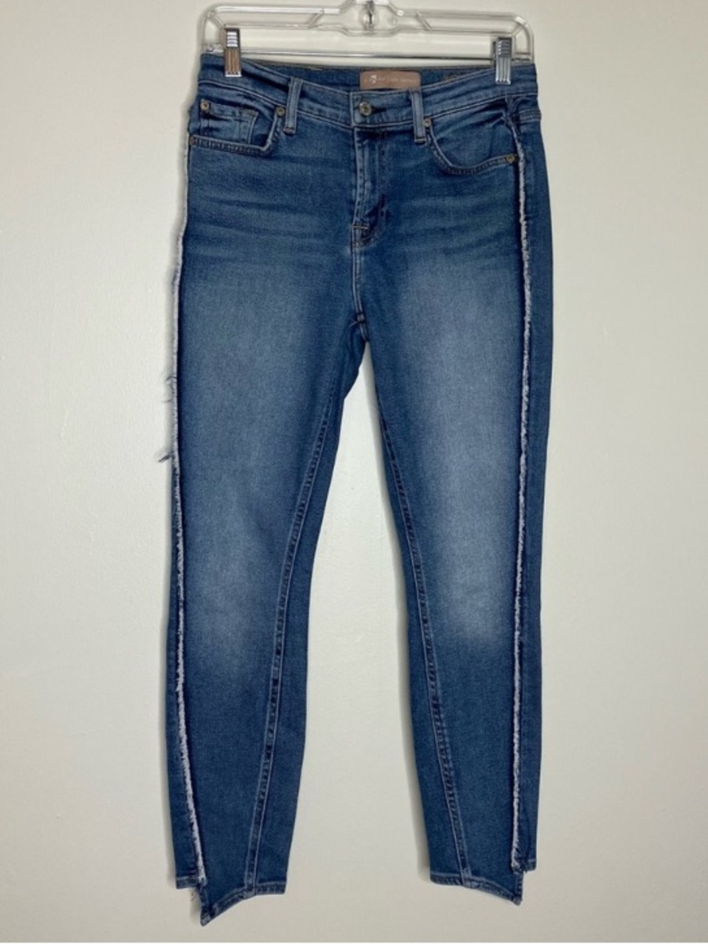 7 For All Mankind Luxe Vintage Frayed Hem Ankle Skinny Jeans in Muse 27